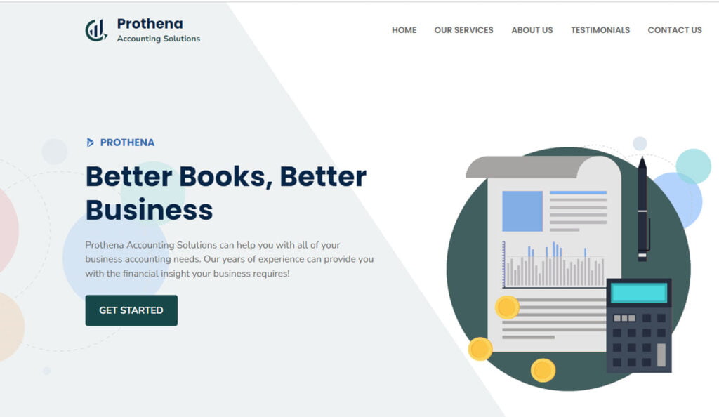 Van Island Web Portfolio - Prothena Accounting screenshot