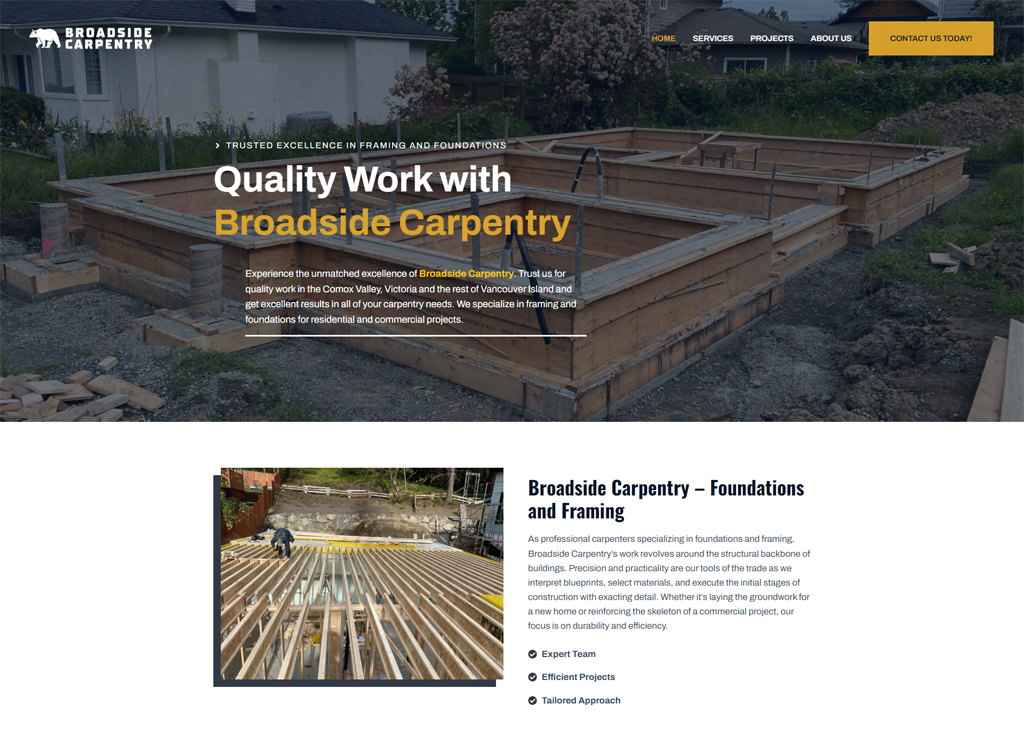 Carpentry Web Design Project - Desktop Preview - Resize