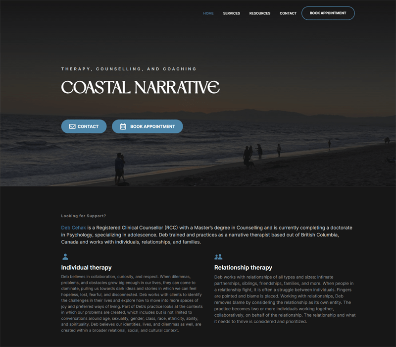 Coastal Narrative Website Project - Home Screenshot