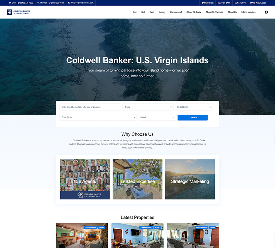 Coldwell Banker USVI Real Estate Website Project 911x823